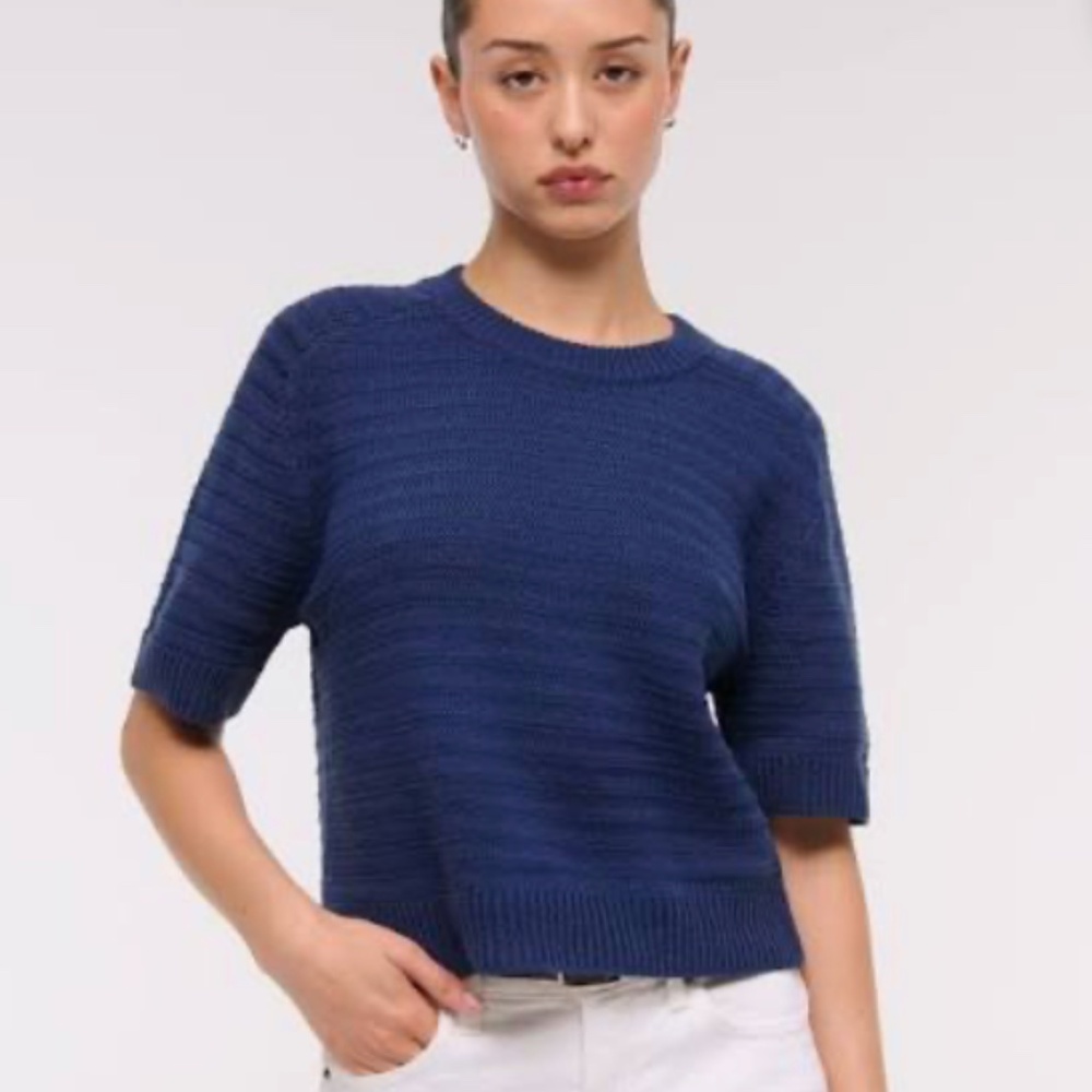 NWT! The A&F Madeline Textural Crew Sweater Tee - Abercrombie Sz. Large
